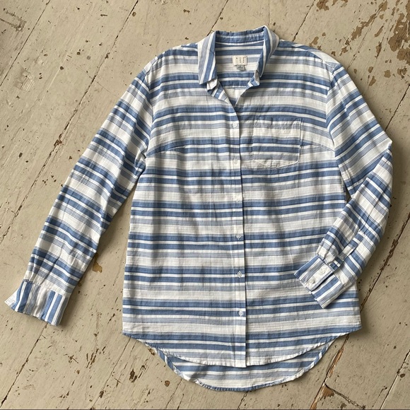 A New Day Stripe Button Down Shirt Blouse Top - Picture 3 of 9